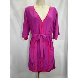 BCBG Max Azria Mandy Fuchsia Silk Shirt Dress with Pockets - Size XS